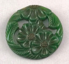 BP49 large round green flower carved bakelite pin